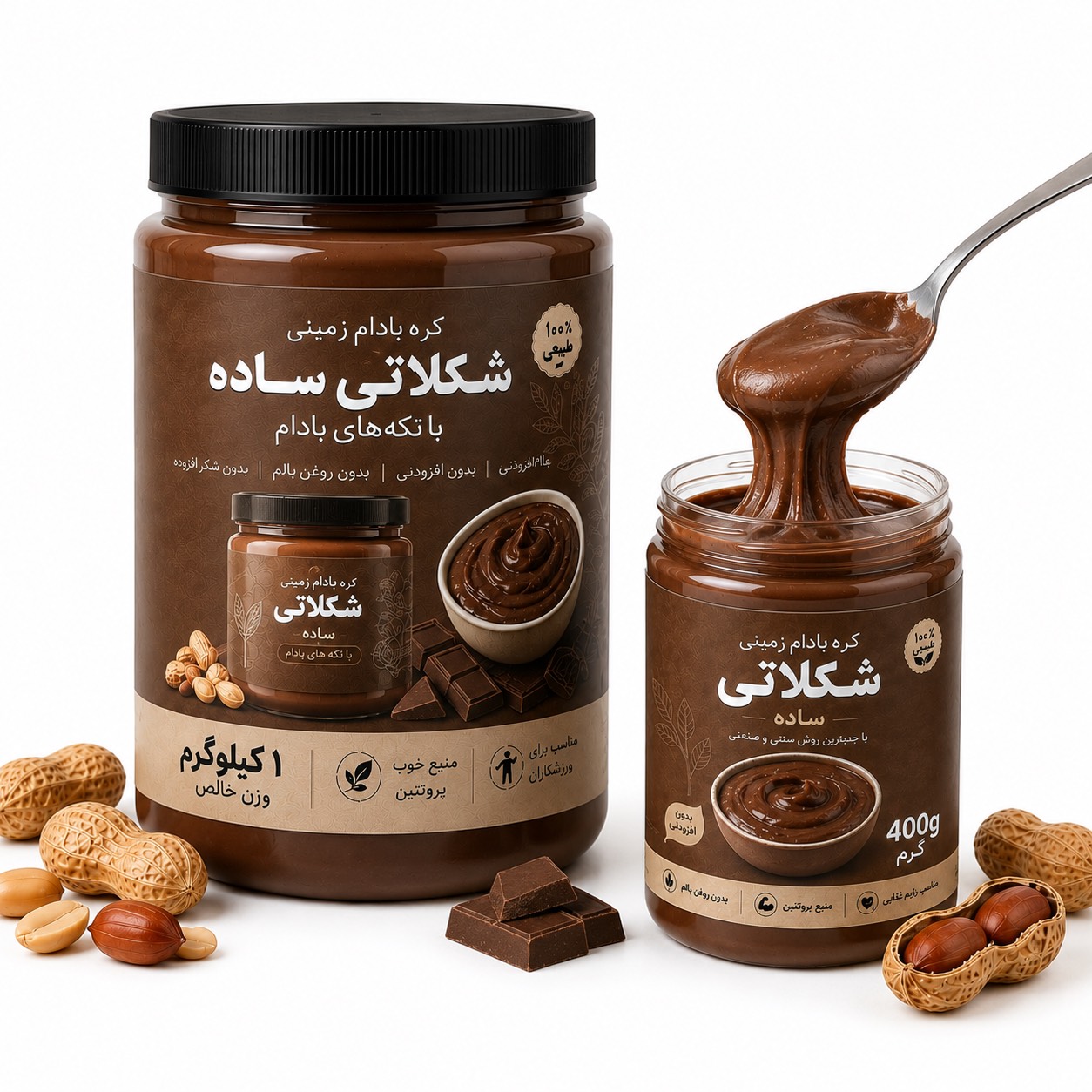 کره بادام زمینی های شکلاتی