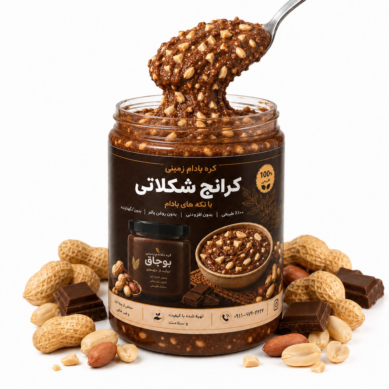 کره بادام زمینی کرانچ شکلاتی رژیمی (۴۰۰ گرم)